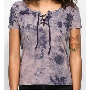 NWT Empyre Purple Tiedye Lace Up Tee